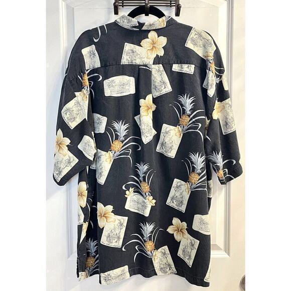 Hawaiian Floral Tropical Silk Short Sleeve Aloha Button Up Shirt Mens XXL 2XL - Picture 2 of 6